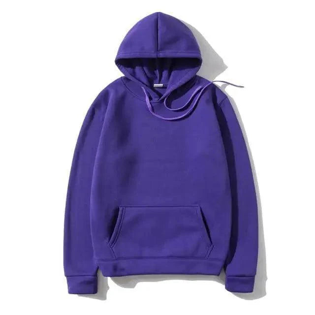 Unisex Solid Color Fleece Hoodie Long Sleeve Pullover Sweatshirt