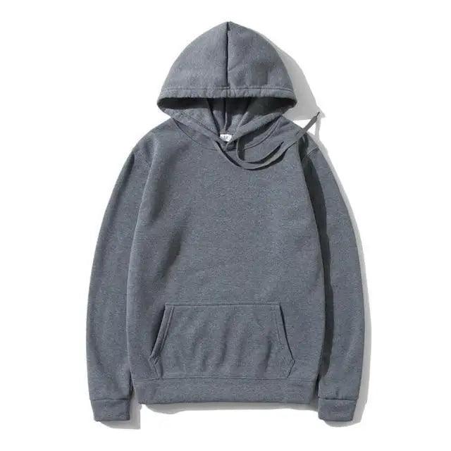 Unisex Solid Color Fleece Hoodie Long Sleeve Pullover Sweatshirt