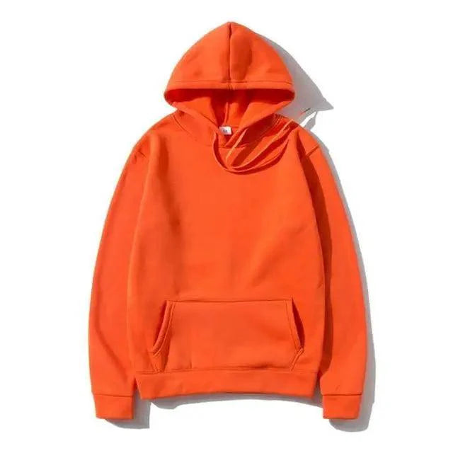 Unisex Solid Color Fleece Hoodie Long Sleeve Pullover Sweatshirt