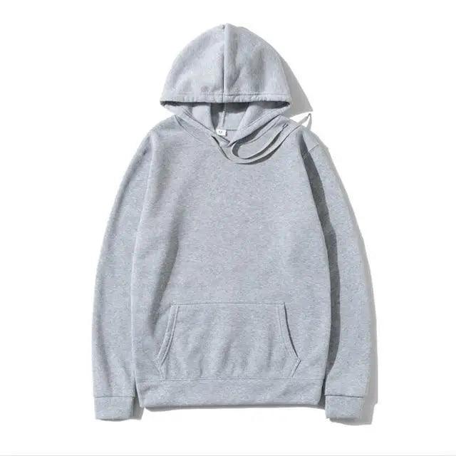 Unisex Solid Color Fleece Hoodie Long Sleeve Pullover Sweatshirt