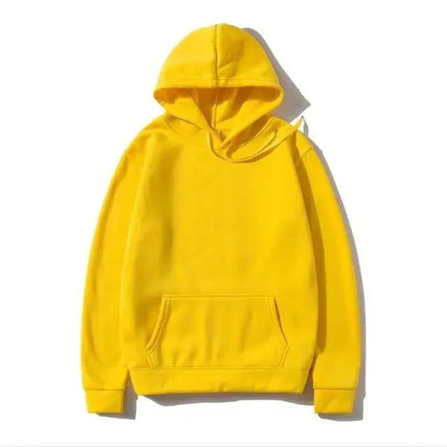 Unisex Solid Color Fleece Hoodie Long Sleeve Pullover Sweatshirt
