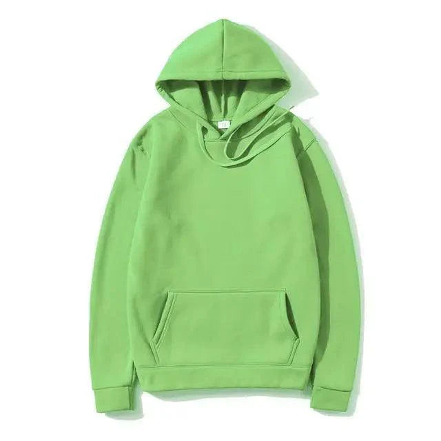 Unisex Solid Color Fleece Hoodie Long Sleeve Pullover Sweatshirt