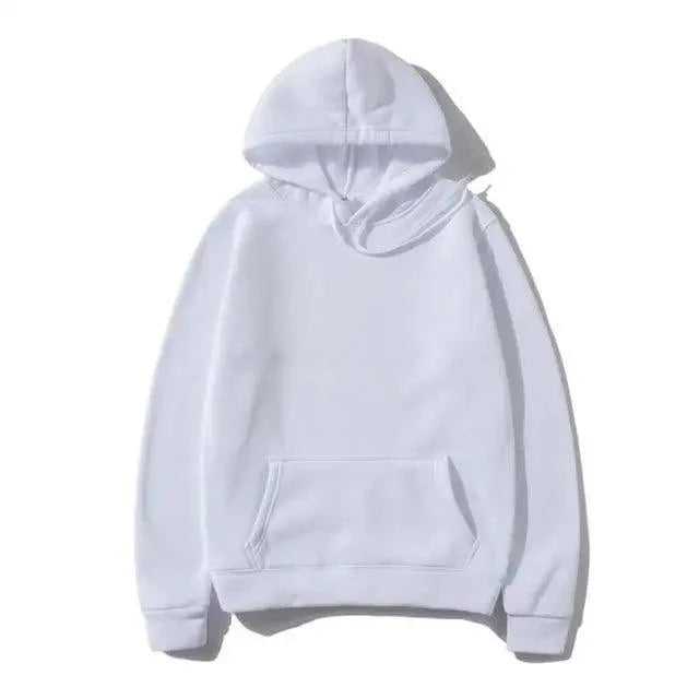 Unisex Solid Color Fleece Hoodie Long Sleeve Pullover Sweatshirt