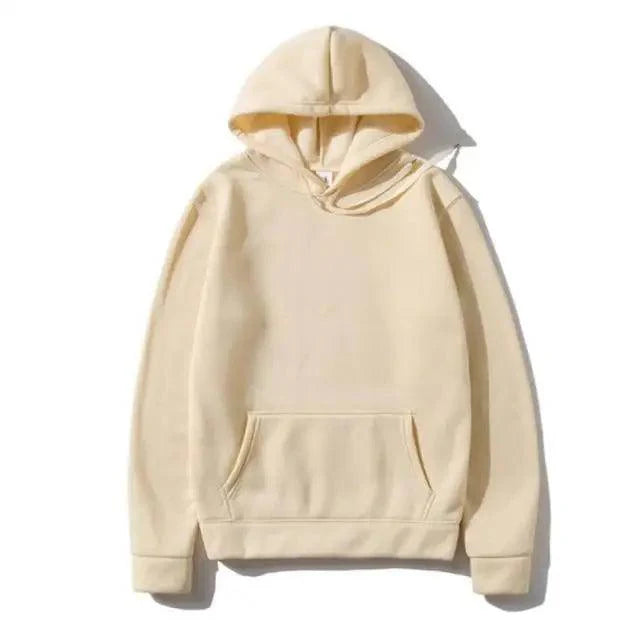 Unisex Solid Color Fleece Hoodie Long Sleeve Pullover Sweatshirt