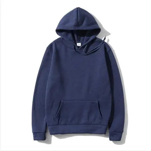 Unisex Solid Color Fleece Hoodie Long Sleeve Pullover Sweatshirt