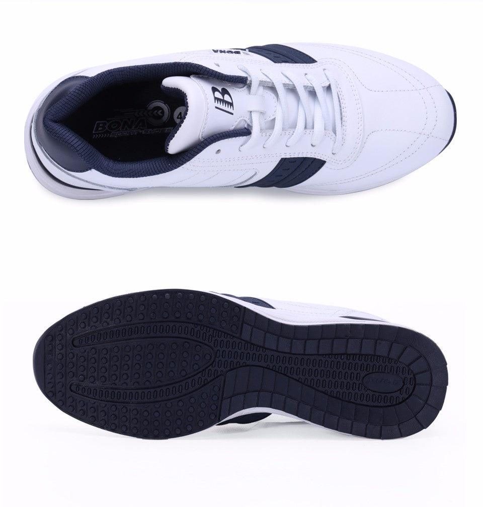 Men's Leather Athletic Walking Shoes - Comfortable Lace-Up Sneakers