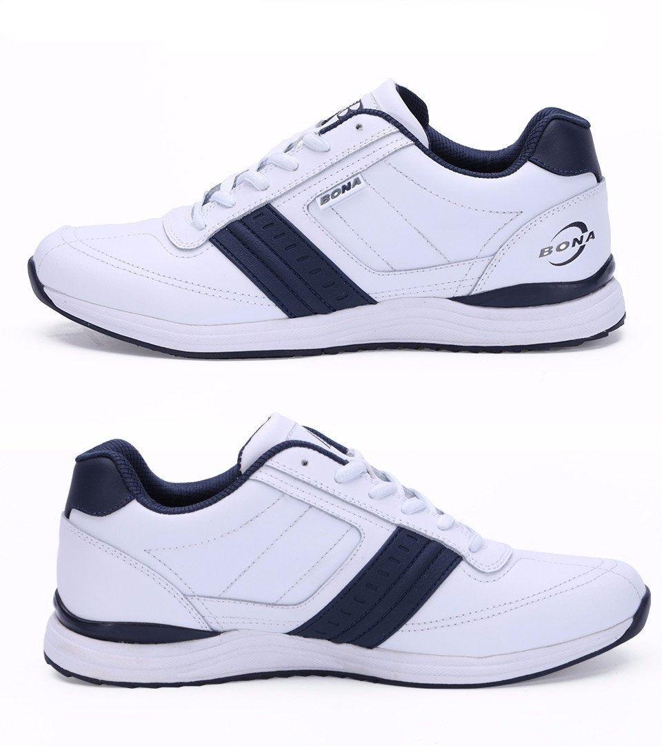 Men's Leather Athletic Walking Shoes - Comfortable Lace-Up Sneakers