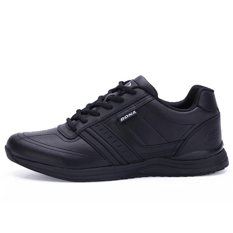 Men's Leather Athletic Walking Shoes - Comfortable Lace-Up Sneakers