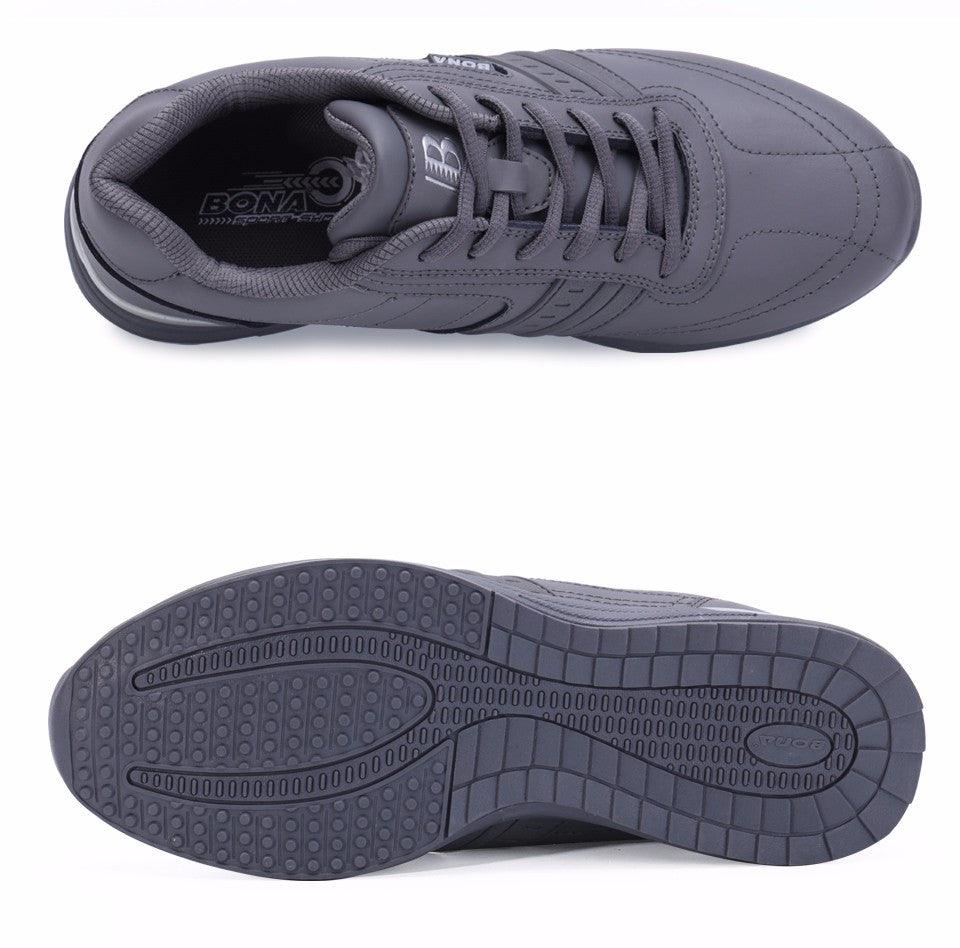 Men's Leather Athletic Walking Shoes - Comfortable Lace-Up Sneakers