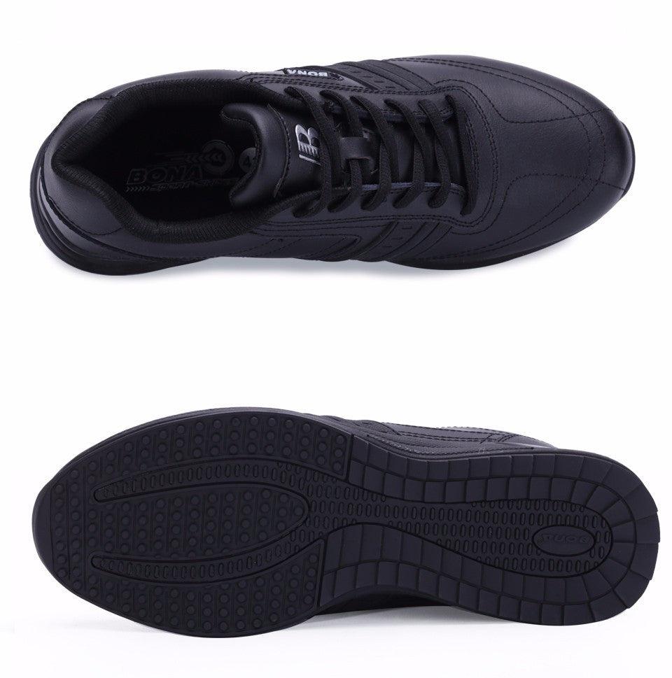 Men's Leather Athletic Walking Shoes - Comfortable Lace-Up Sneakers