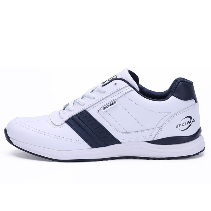 Men's Leather Athletic Walking Shoes - Comfortable Lace-Up Sneakers
