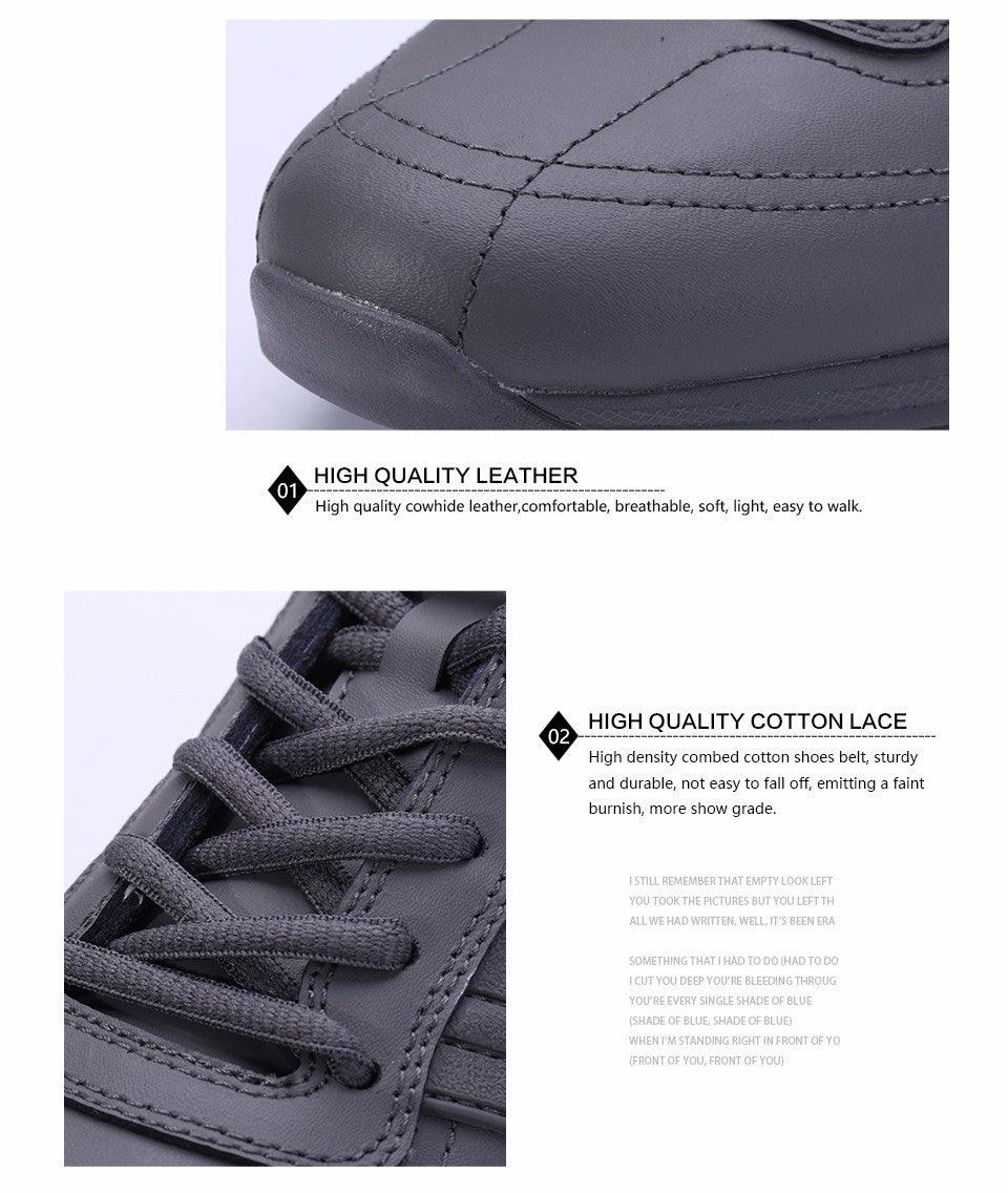 Men's Leather Athletic Walking Shoes - Comfortable Lace-Up Sneakers