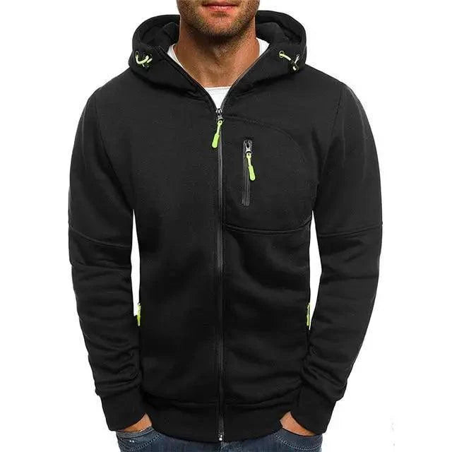 Men's Jacquard Fleece Hooded Cardigan Sports Tracksuit Jacket