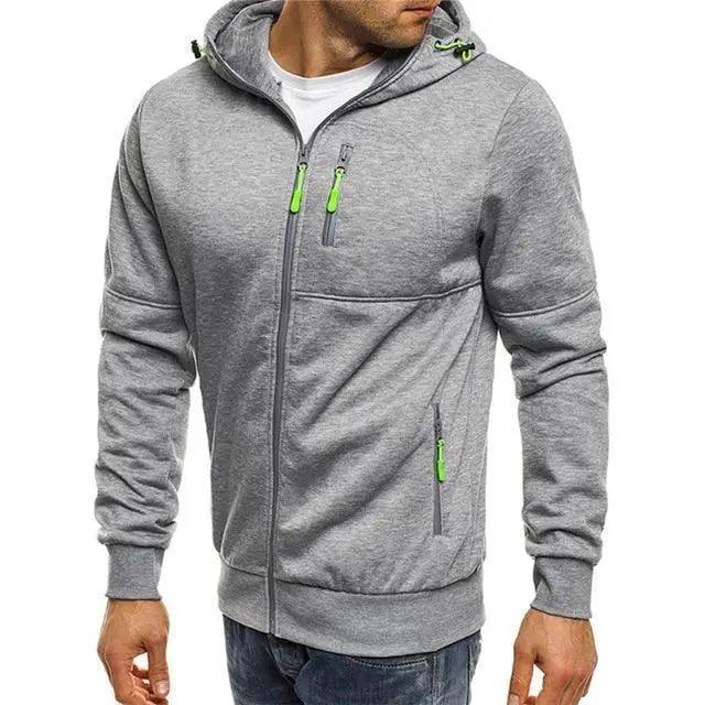 Men's Jacquard Fleece Hooded Cardigan Sports Tracksuit Jacket