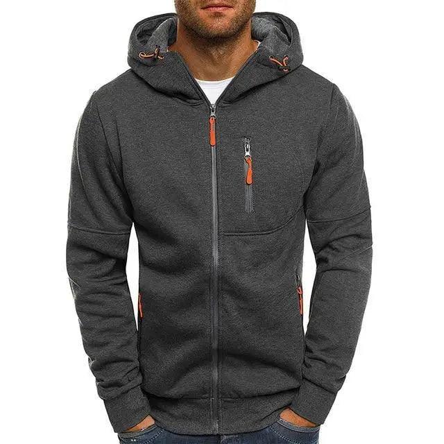 Men's Jacquard Fleece Hooded Cardigan Sports Tracksuit Jacket