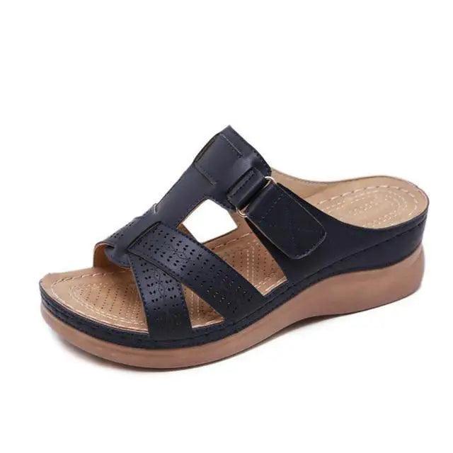 Women's Buckle Strap Heeled Sandals - Comfortable Indoor Outdoor Slipper