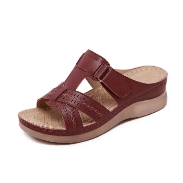 Women's Buckle Strap Heeled Sandals - Comfortable Indoor Outdoor Slipper
