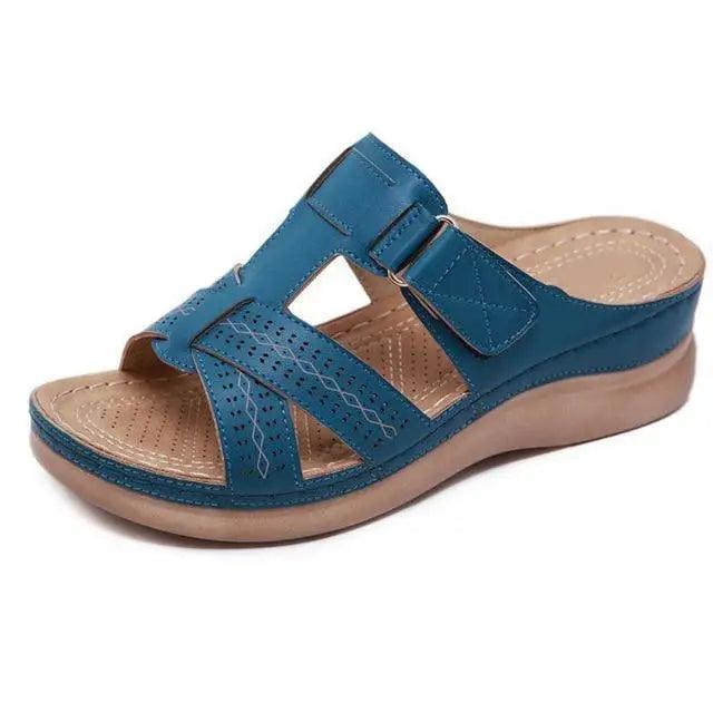 Women's Buckle Strap Heeled Sandals - Comfortable Indoor Outdoor Slipper