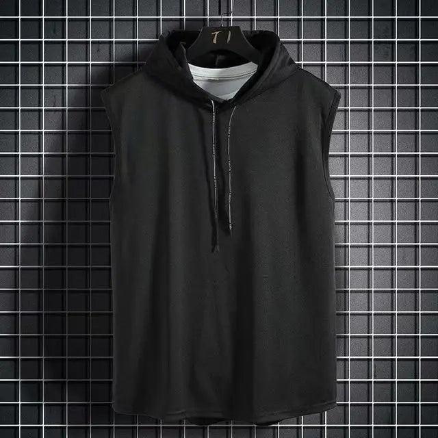 Men's Sleeveless Muscle Hoodie Quick-Dry Workout Gym Tank Top
