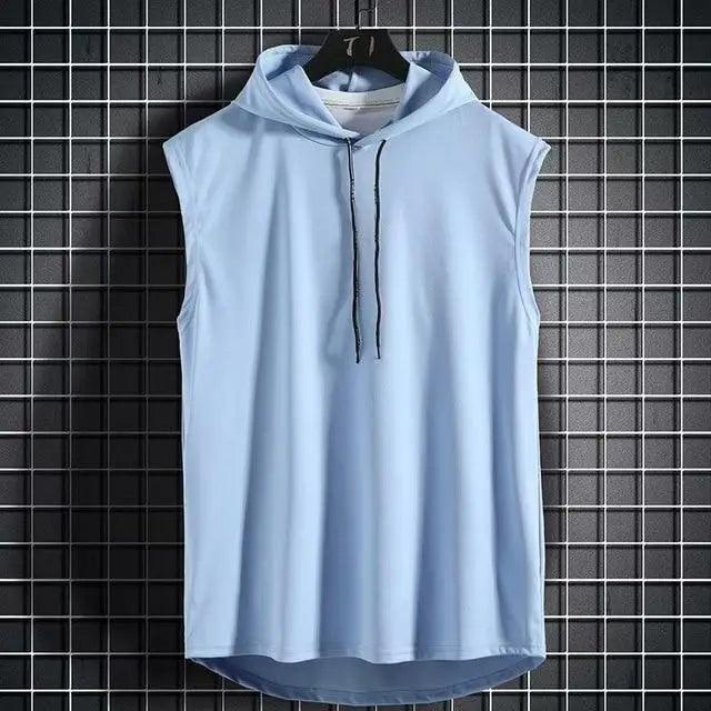 Men's Sleeveless Muscle Hoodie Quick-Dry Workout Gym Tank Top