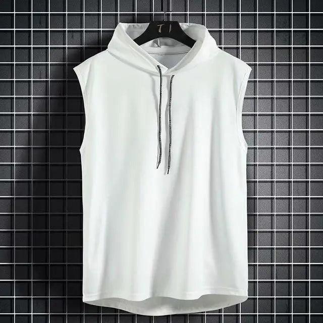 Men's Sleeveless Muscle Hoodie Quick-Dry Workout Gym Tank Top