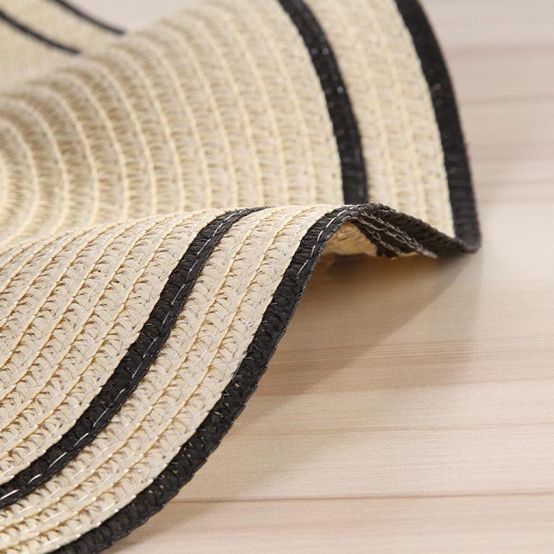 Women's Wide Brim Straw Beach Hat with Luxury Bowknot Detail