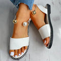 Women's Pearl Slingback Flat Sandals Casual Summer Beach Shoes