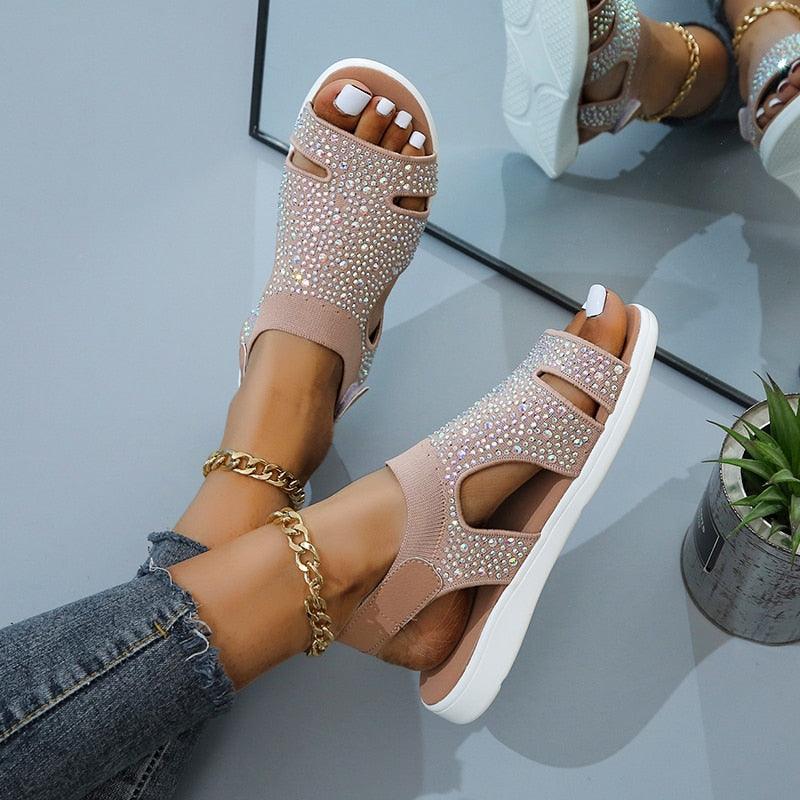 Blue Square Toe Flat Sandals – Comfortable Slip-On Beach Slides