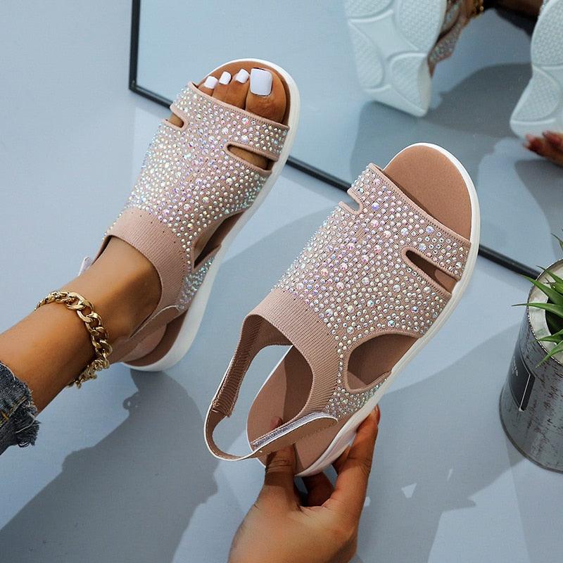 Blue Square Toe Flat Sandals – Comfortable Slip-On Beach Slides