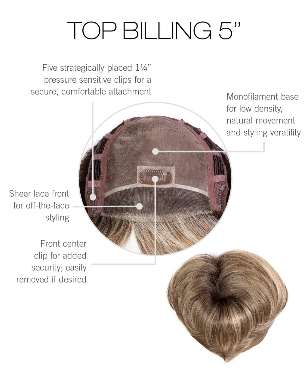 Top Billing 5 Inch Top Piece Hair Extension