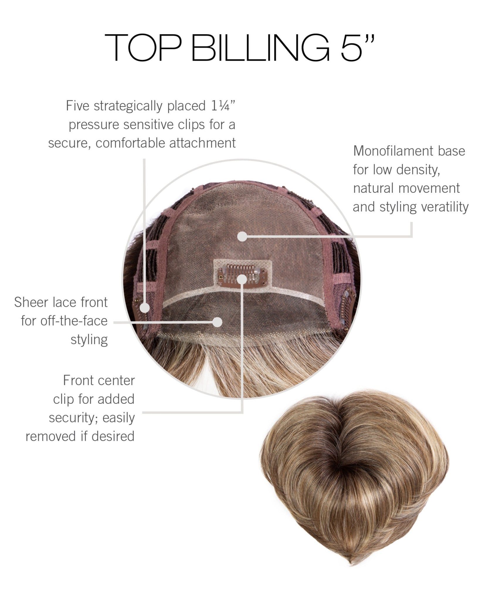 Top Billing 5 Inch Top Piece Hair Extension