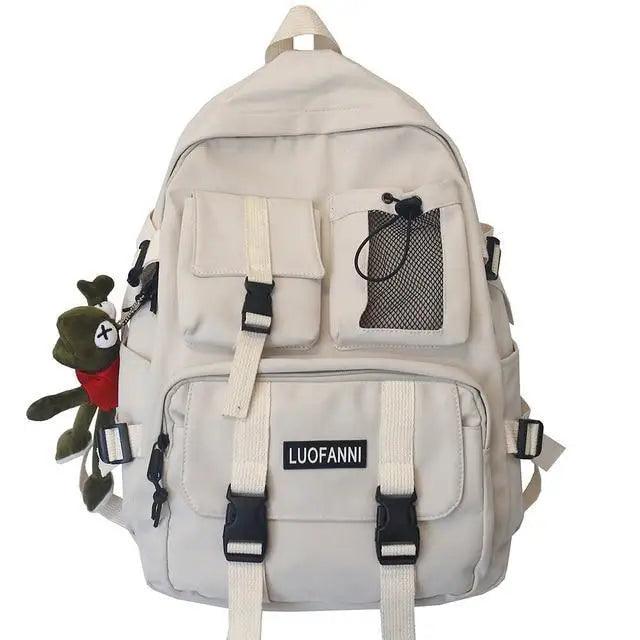 Trendy Nylon Laptop Backpack - Gorpcore Style Travel School Bag
