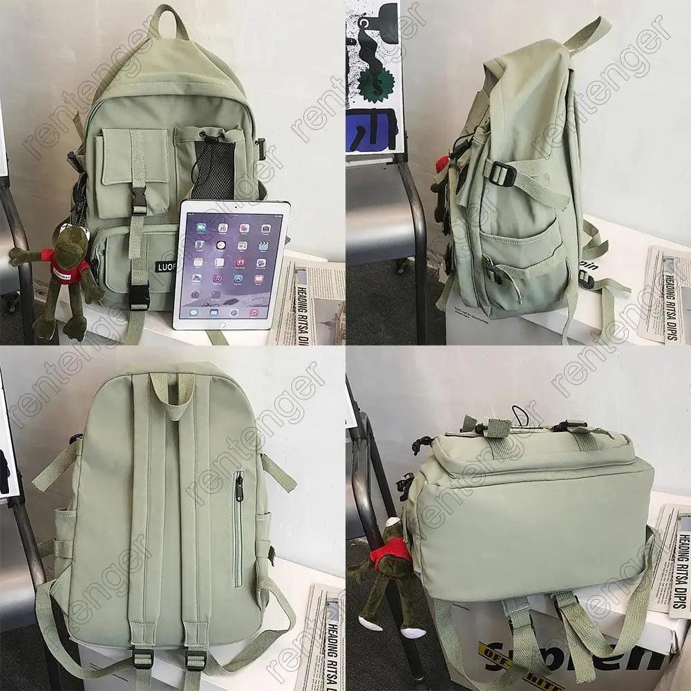 Trendy Nylon Laptop Backpack - Gorpcore Style Travel School Bag
