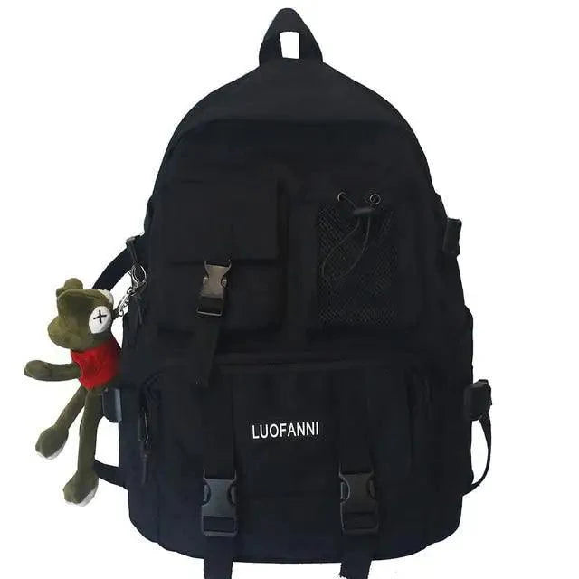 Trendy Nylon Laptop Backpack - Gorpcore Style Travel School Bag