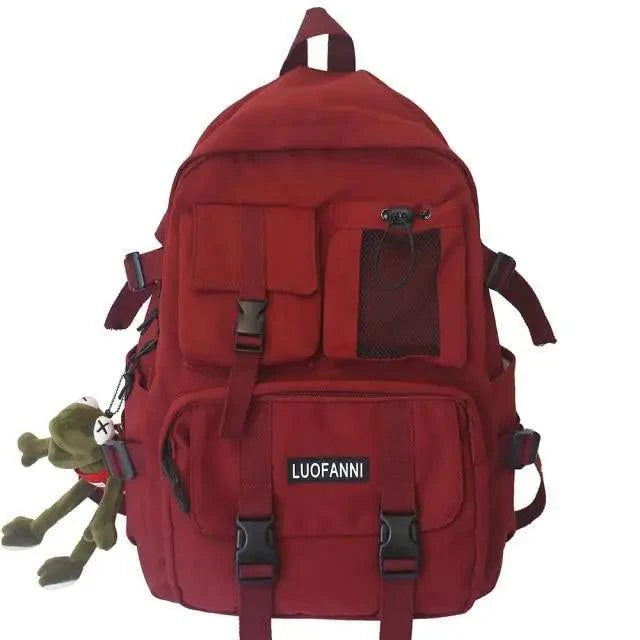 Trendy Nylon Laptop Backpack - Gorpcore Style Travel School Bag