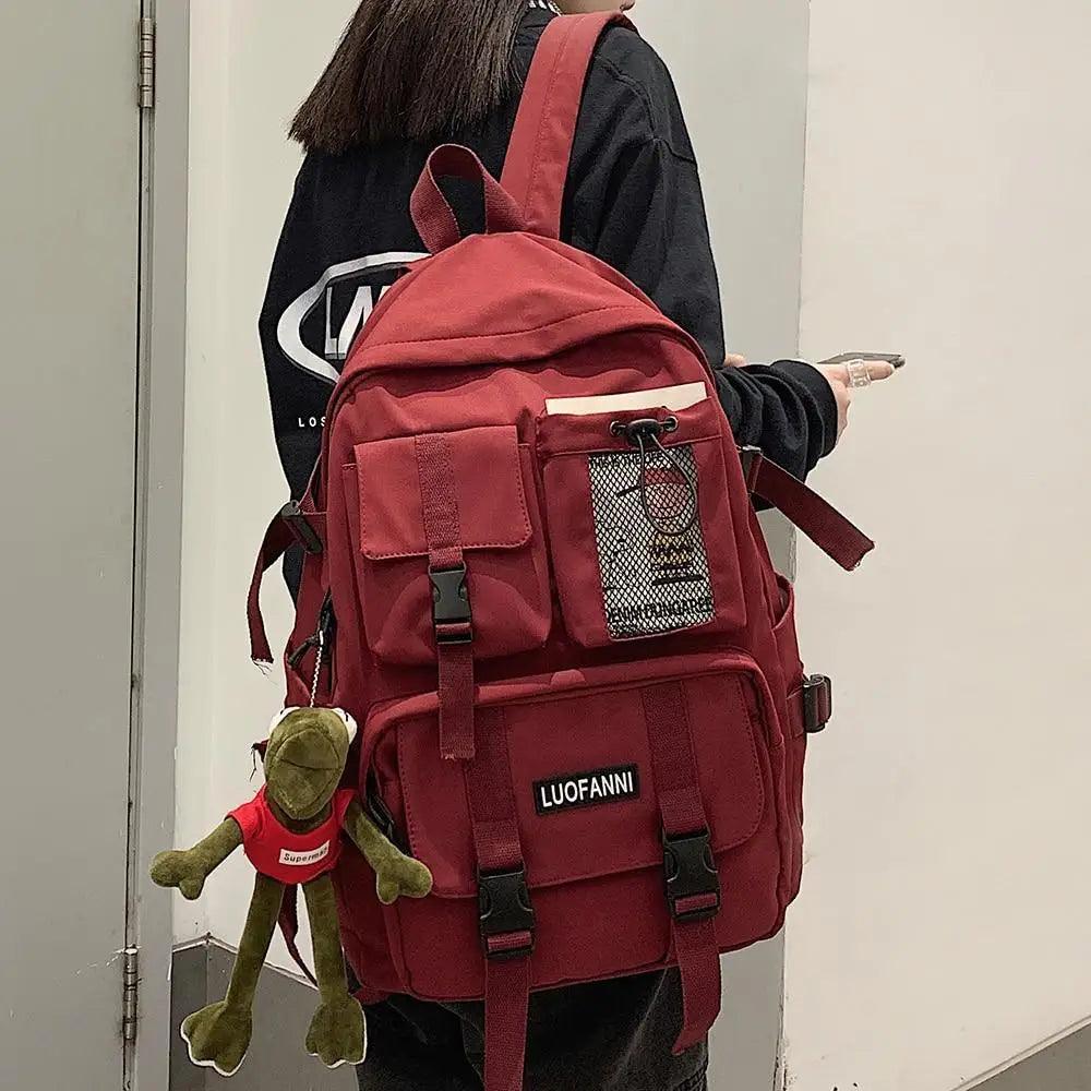 Luofanni brand trendy nylon laptop backpack with utility aesthetic
