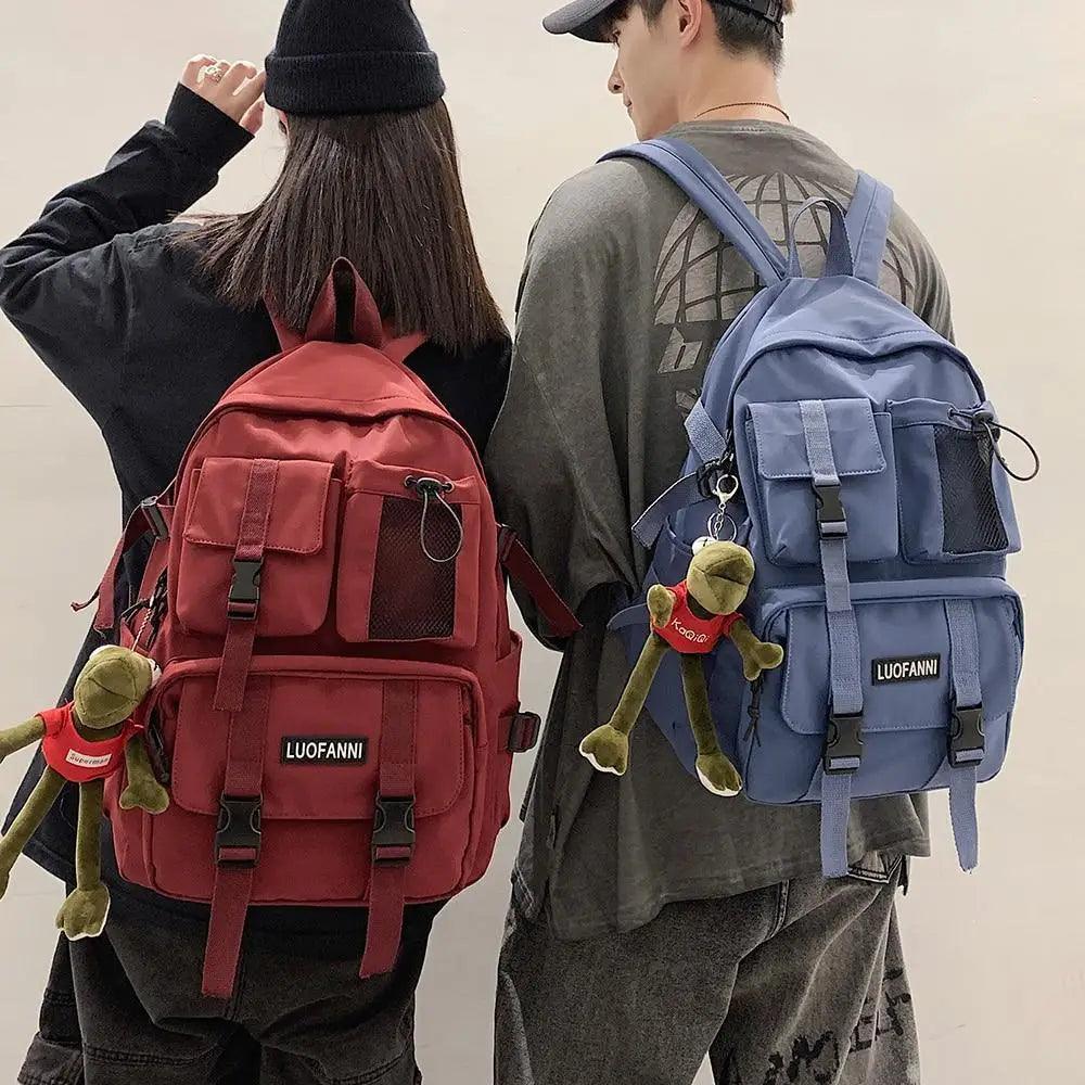Trendy Nylon Laptop Backpack - Gorpcore Style Travel School Bag