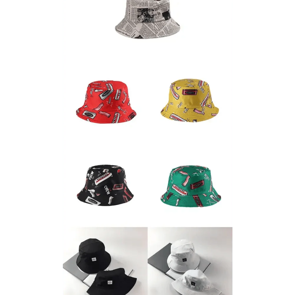 Reversible Cotton Bucket Hat - Unisex Streetwear Sun Hat