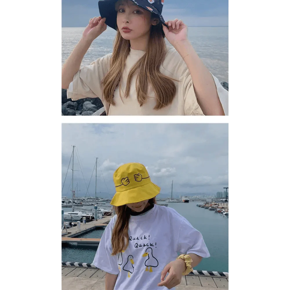 Reversible Cotton Bucket Hat - Unisex Streetwear Sun Hat