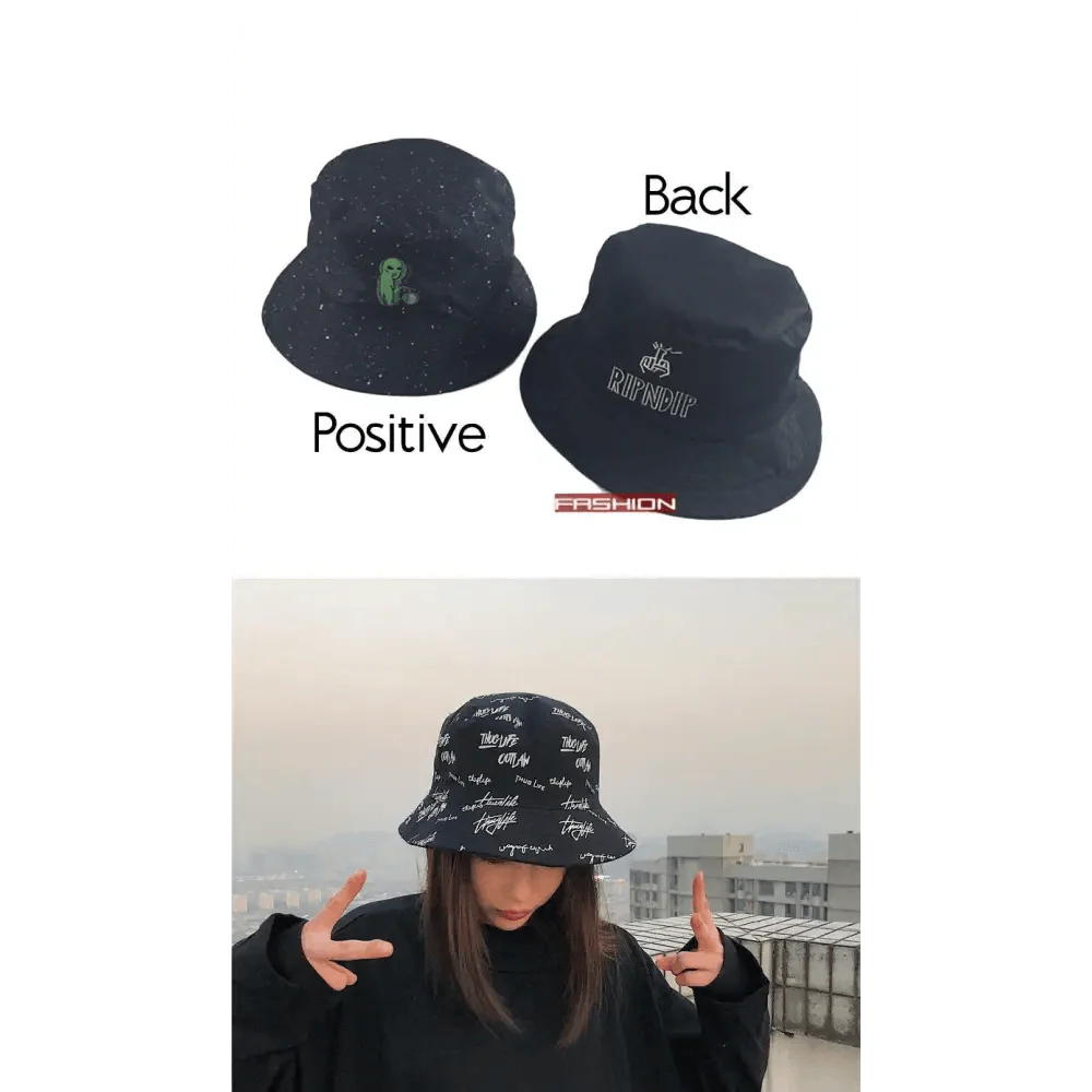 Reversible Cotton Bucket Hat - Unisex Streetwear Sun Hat