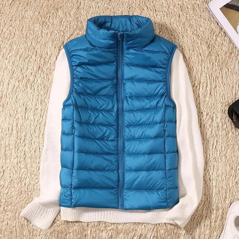 Women's Lightweight Duck Down Vest High Collar Sleeveless Jacket
