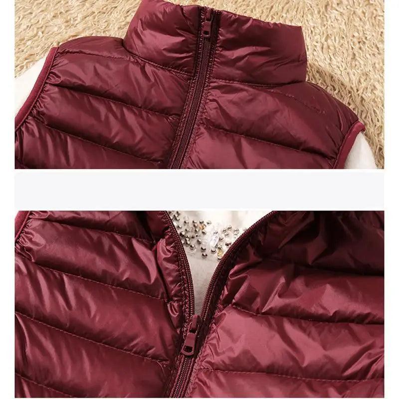 Women's Lightweight Duck Down Vest High Collar Sleeveless Jacket