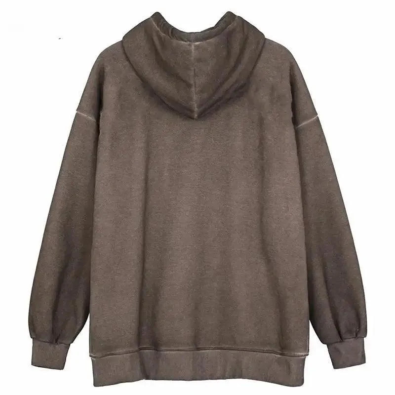 Unisex Vintage Angel Print Streetwear Zip-Up Hoodie Jacket