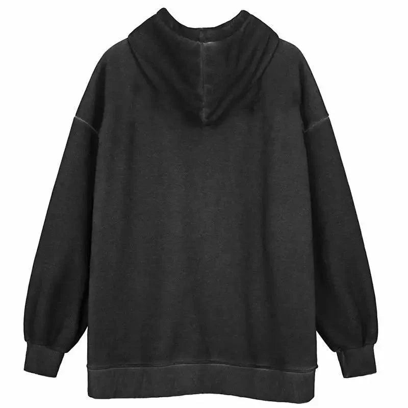 Unisex Vintage Angel Print Streetwear Zip-Up Hoodie Jacket
