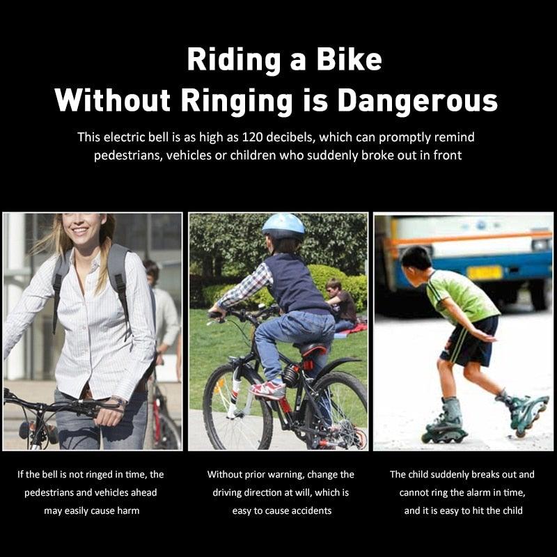 USB Rechargeable 120dB Electric Bicycle Bell Waterproof Horn