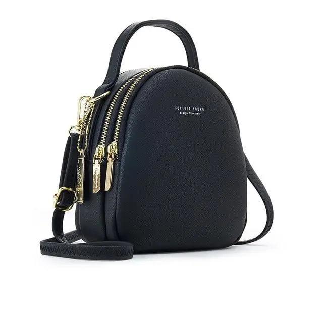 3-Layer Fashionable Women's Small Backpack Shoulder Crossbody Bag