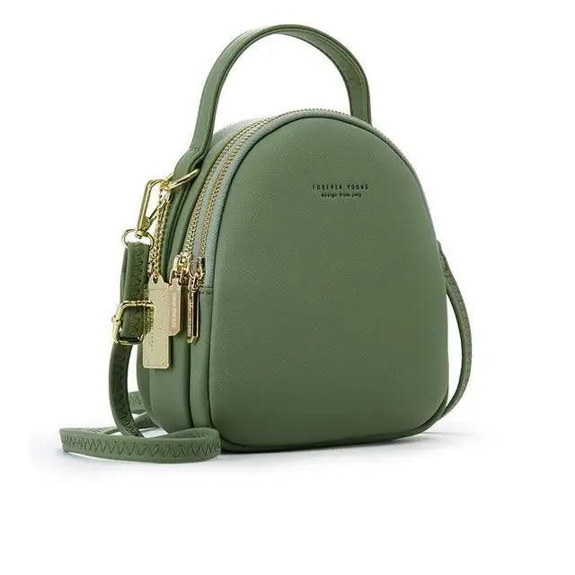 3-Layer Fashionable Women's Small Backpack Shoulder Crossbody Bag