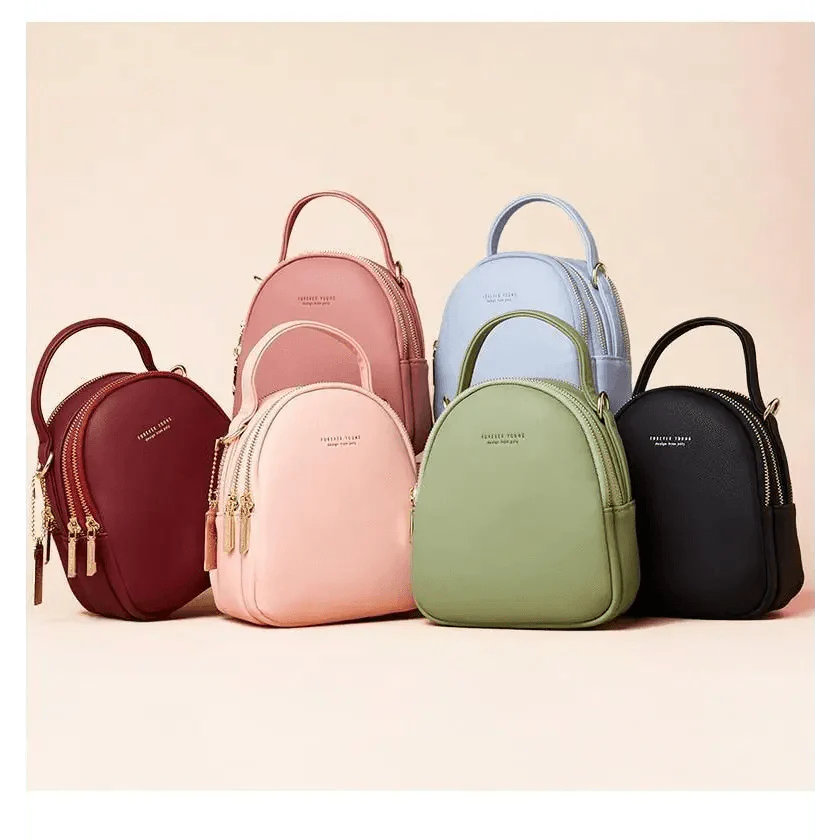 Versatile 3-layer women's fashion backpack in a compact, organized design