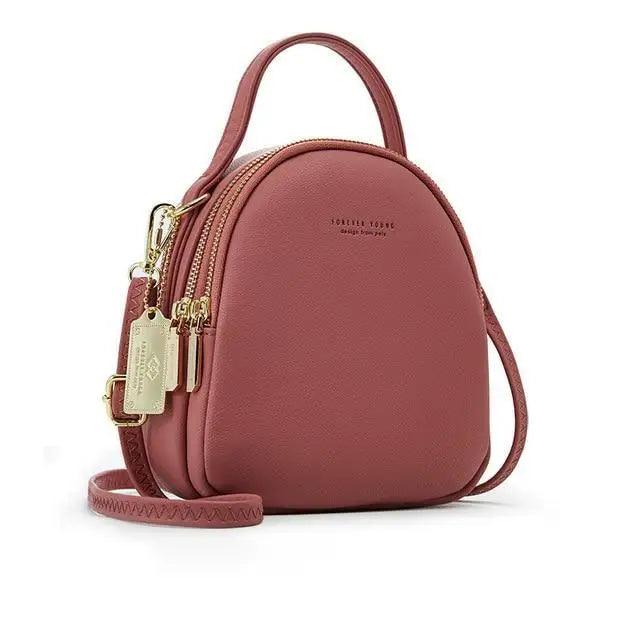 3-Layer Fashionable Women's Small Backpack Shoulder Crossbody Bag