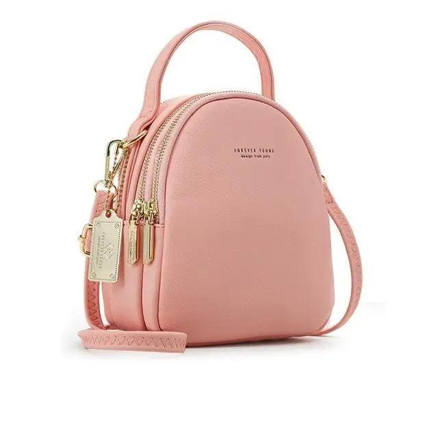 3-Layer Fashionable Women's Small Backpack Shoulder Crossbody Bag